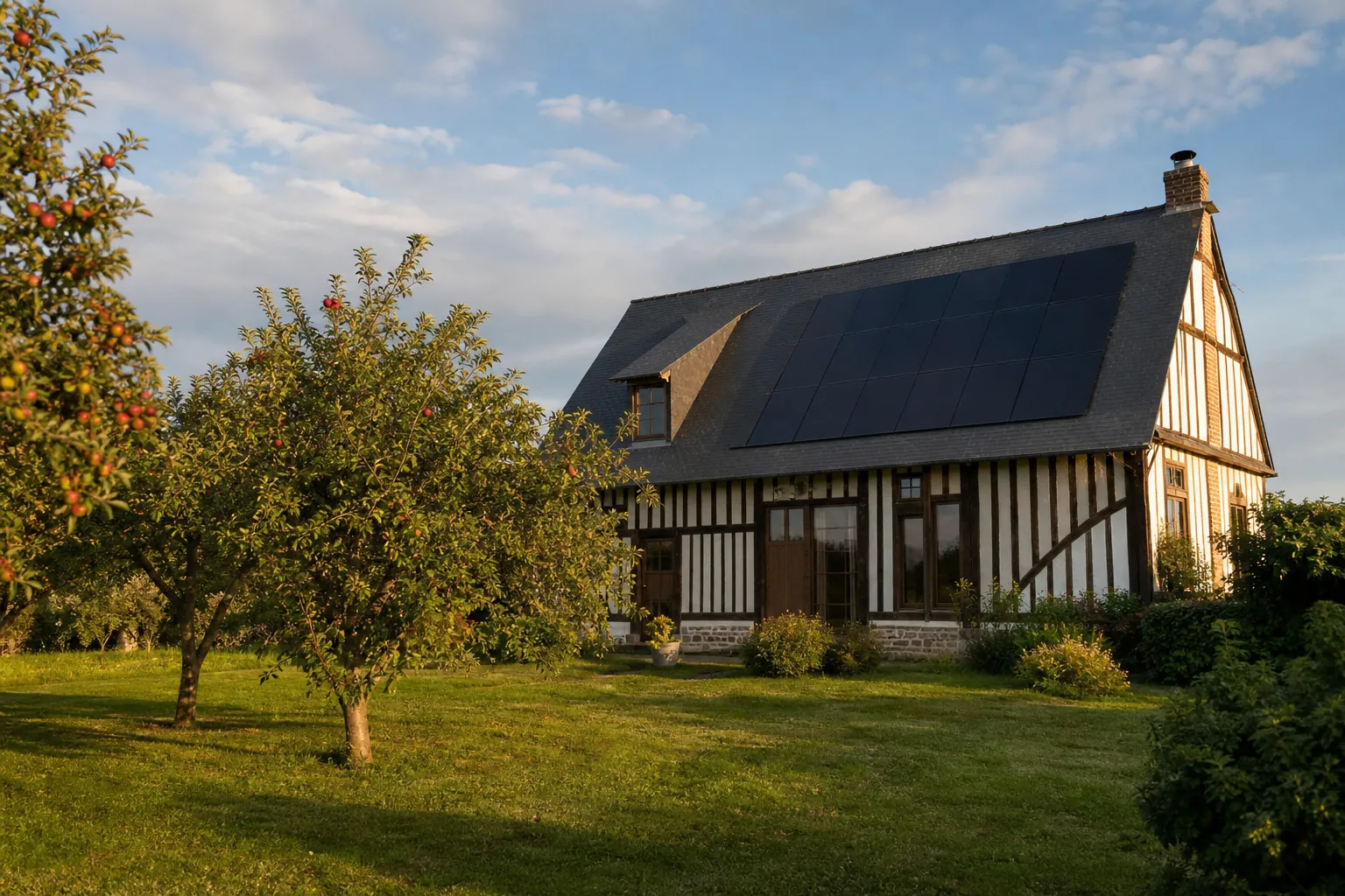 Maison équipée de panneaux solaires à Saint-Lô